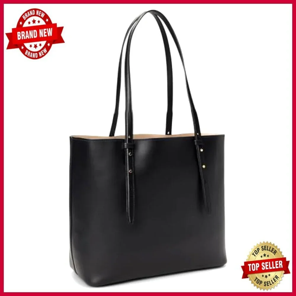 Large Leather Tote with Laptop Pocket, Multiple Compartments, Shoulder Strap